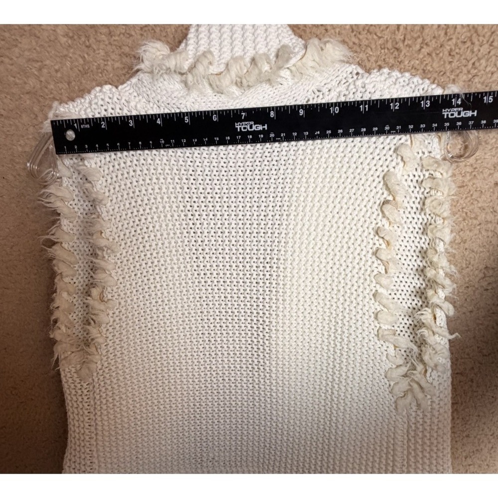 Lilly Pulitzer Sweater‎ Vest S Ivory Chunky Knit Fringe Boho Cottagecore Open - Picture 10 of 13